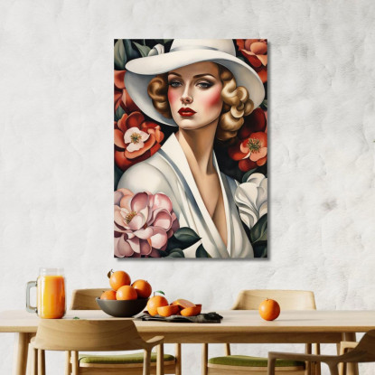 Lady Camelia Stile Tamara de Lempicka ilmt4 quadro stampato su tela