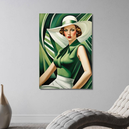 La Signora Smeraldo Stile Tamara de Lempicka ilmt15 quadro stampato su tela