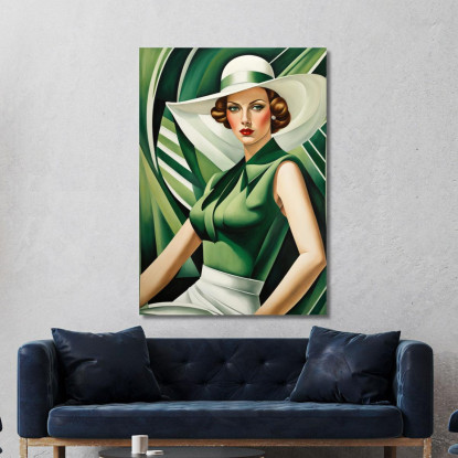 La Signora Smeraldo Stile Tamara de Lempicka ilmt15 quadro stampato su tela