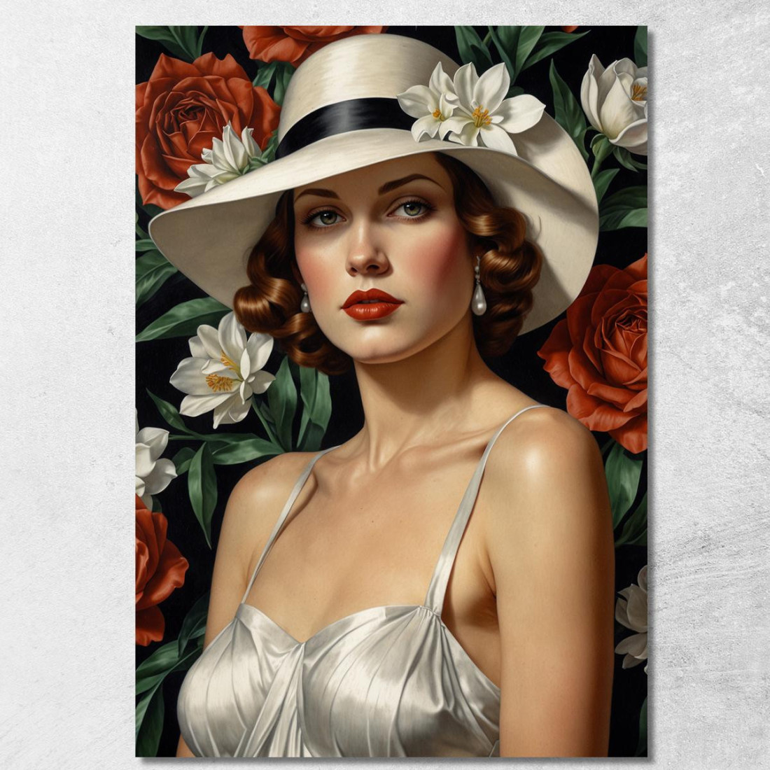 La Musa Floreale Stile Tamara de Lempicka ilmt16 quadro stampato su tela La Musa Floreale Stile Tamara de Lempicka ilmt16 quadro stampato su tela