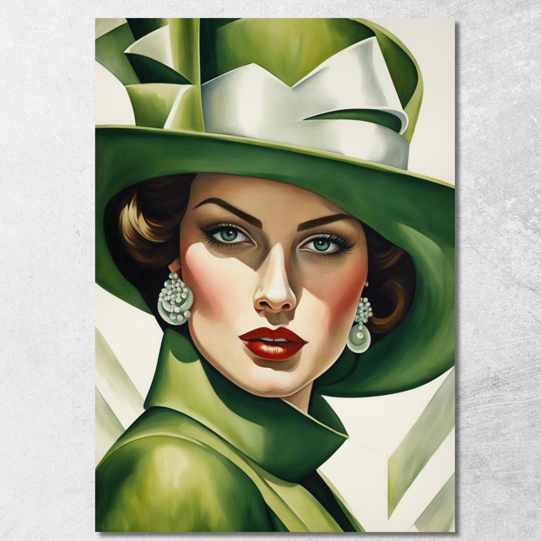 La Duchessa Verde Stile Tamara de Lempicka ilmt18 quadro stampato su tela La Duchessa Verde Stile Tamara de Lempicka ilmt18 quadro stampato su tela