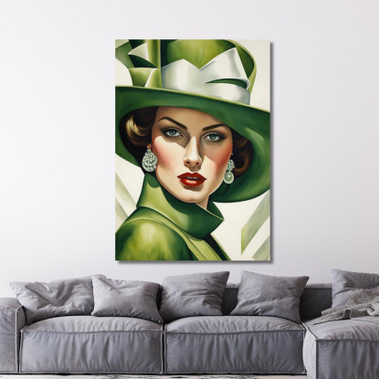 La Duchessa Verde Stile Tamara de Lempicka ilmt18 quadro stampato su tela