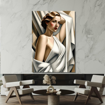 Donna In Bianco Stile Tamara de Lempicka ilmt23 quadro stampato su tela
