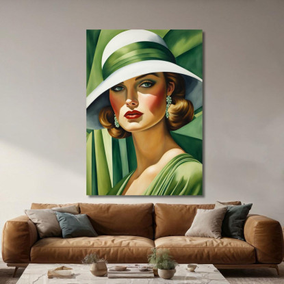 Giovane Ragazza Verde Reinterpretazione Tamara de Lempicka ilmt26 quadro stampato su tela