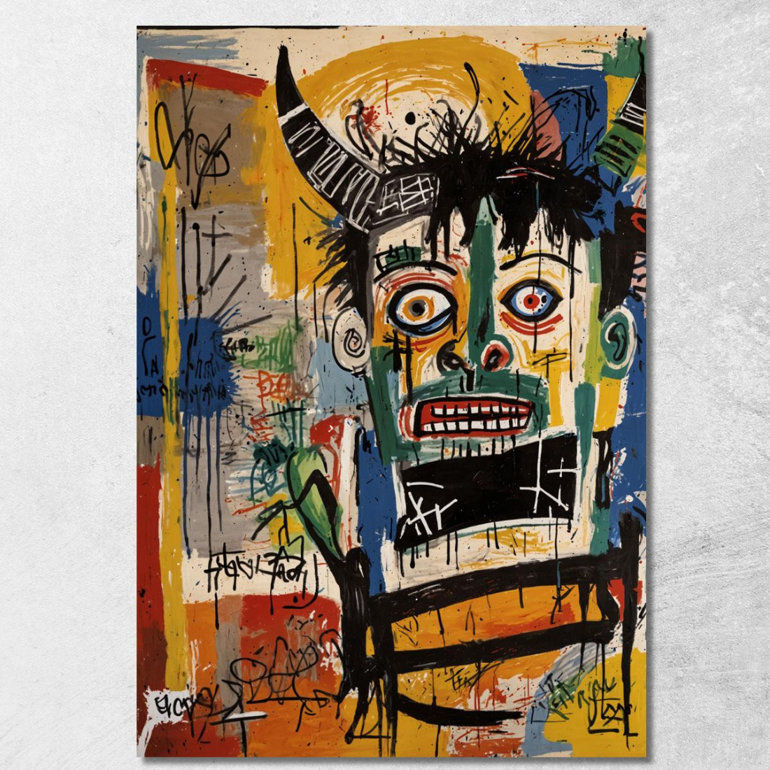 Visione Della Follia Stile Jean-Michel Basquiat ibsq1 quadro stampato su tela Visione Della Follia Stile Jean-Michel Basquiat ibsq1 quadro stampato su tela