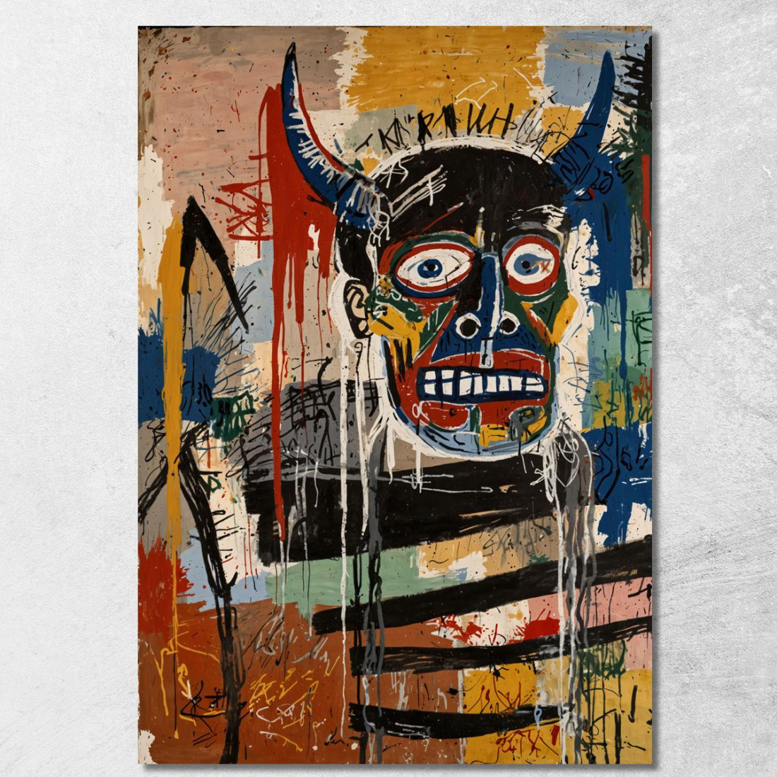 Distorsione Astratta Reinterpretazione Jean-Michel Basquiat ibsq2 quadro stampato su tela Distorsione Astratta Reinterpretazione Jean-Michel Basquiat ibsq2 quadro stampato su tela