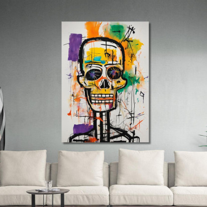 Caos Della Mente Ispirato A Jean-Michel Basquiat ibsq6 quadro stampato su tela