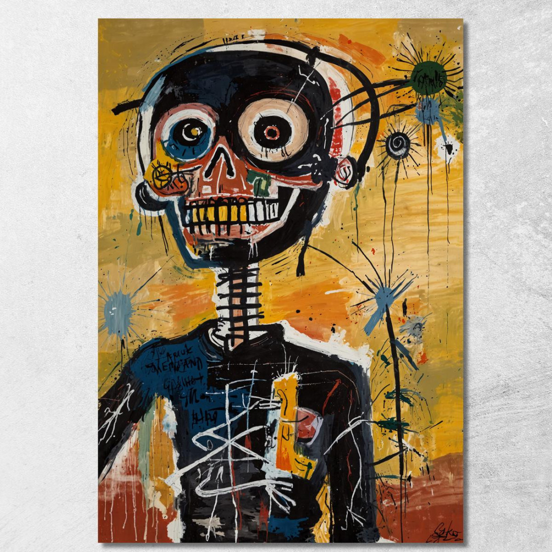 Teschio Cibernetico Stile Jean-Michel Basquiat ibsq7 quadro stampato su tela Teschio Cibernetico Stile Jean-Michel Basquiat ibsq7 quadro stampato su tela