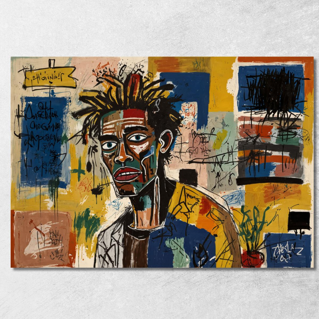 Visione Distorta Ispirato A Jean-Michel Basquiat ibsq9 quadro stampato su tela