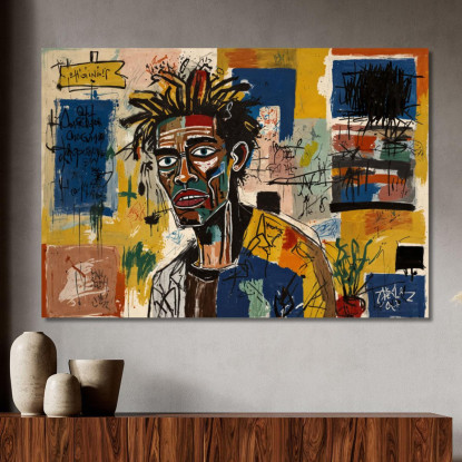 Visione Distorta Ispirato A Jean-Michel Basquiat ibsq9 quadro stampato su tela