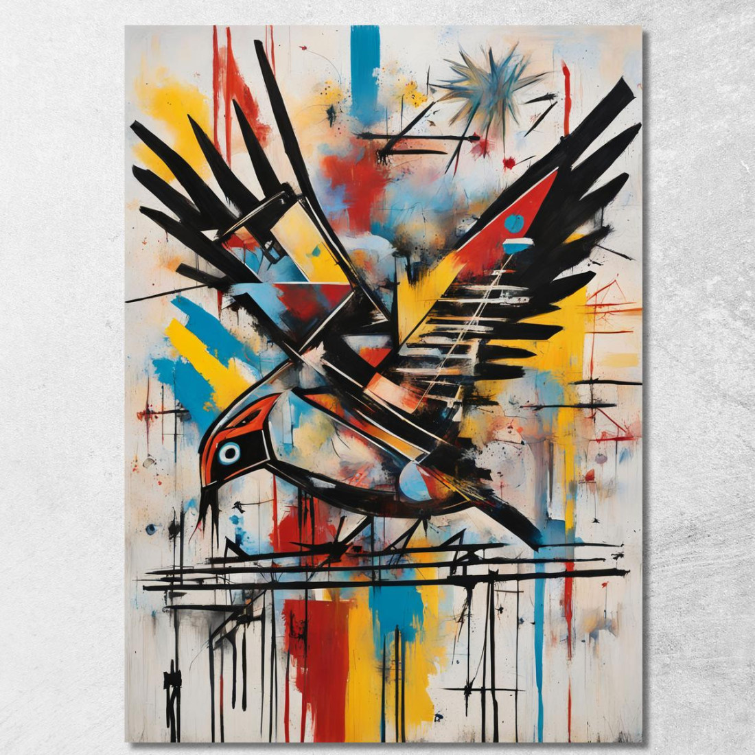 Volo Geometrico Ispirato A Jean-Michel Basquiat ibsq15 quadro stampato su tela Volo Geometrico Ispirato A Jean-Michel Basquiat ibsq15 quadro stampato su tela