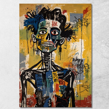 Ribellione Scheletrica Reinterpretazione Jean-Michel Basquiat ibsq23 quadro stampato su tela