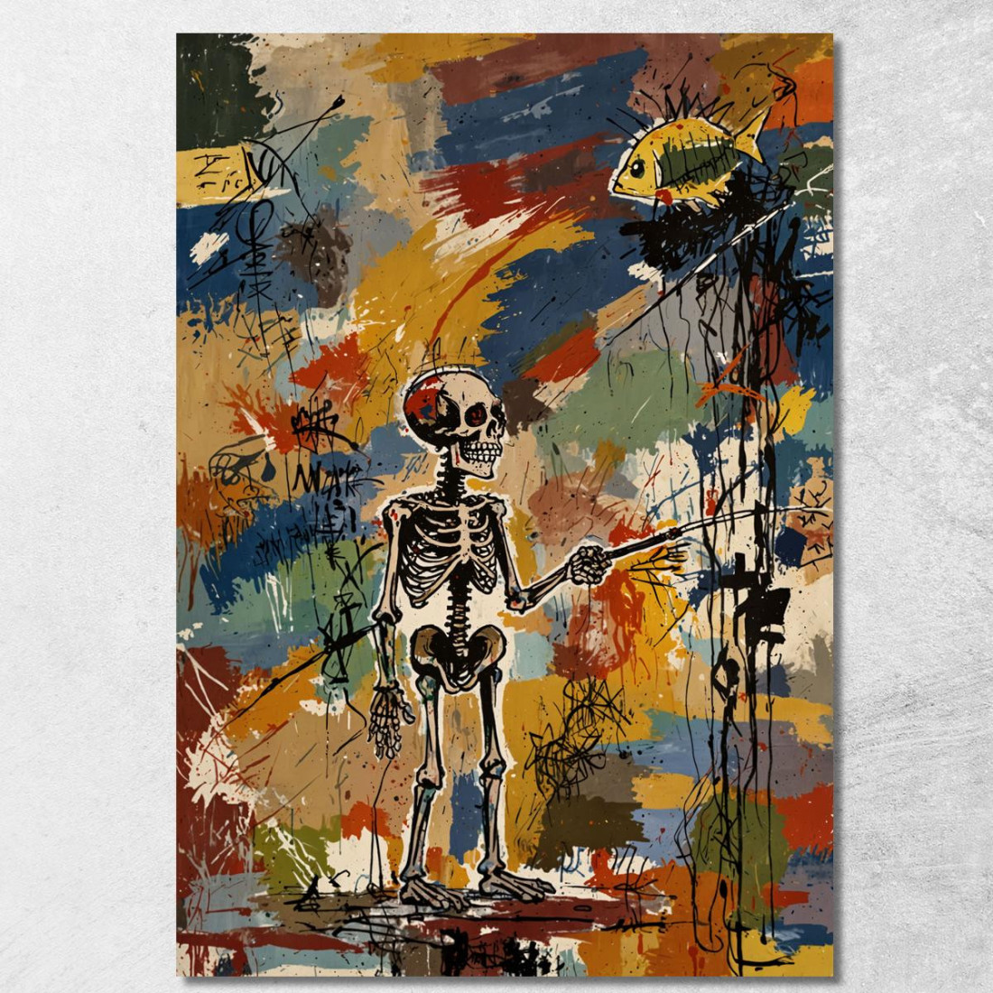 Patto Dello Scheletro Ispirato A Jean-Michel Basquiat ibsq24 quadro stampato su tela Patto Dello Scheletro Ispirato A Jean-Michel Basquiat ibsq24 quadro stampato su tela