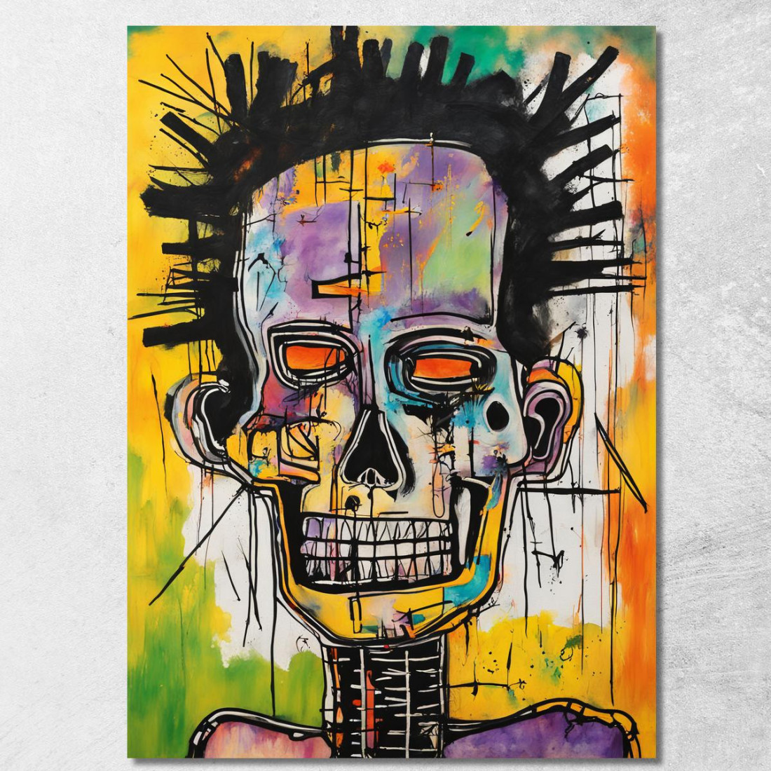 Lo Sguardo Elettrico Reinterpretazione Jean-Michel Basquiat ibsq26 quadro stampato su tela Lo Sguardo Elettrico Reinterpretazione Jean-Michel Basquiat ibsq26 quadro stampato su tela