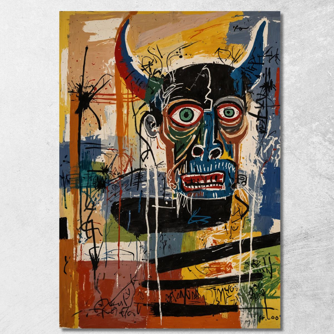 Il Guardiano Cornuto Stile Jean-Michel Basquiat ibsq28 quadro stampato su tela Il Guardiano Cornuto Stile Jean-Michel Basquiat ibsq28 quadro stampato su tela