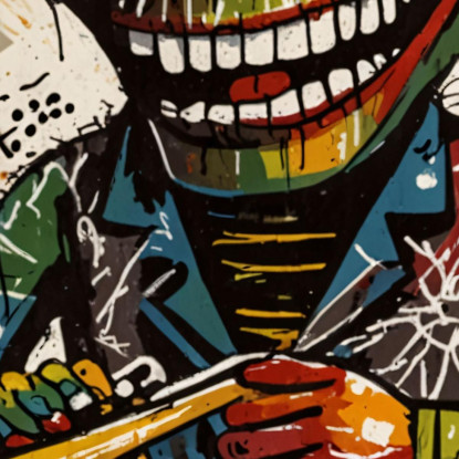 Il Trombettiere Cornuto Reinterpretazione Jean-Michel Basquiat ibsq29 quadro stampato su tela