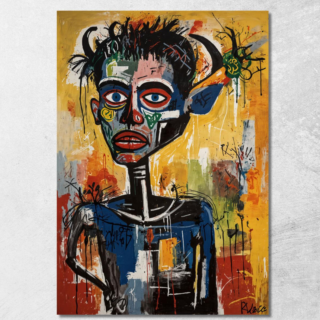 Il Visionario Mascherato Stile Jean-Michel Basquiat ibsq31 quadro stampato su tela Il Visionario Mascherato Stile Jean-Michel Basquiat ibsq31 quadro stampato su tela