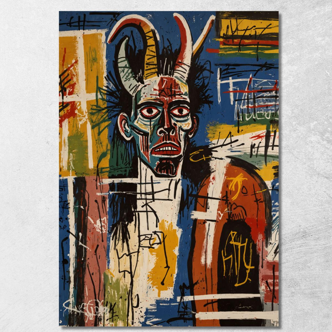 Anima Tormentata Ispirato A Jean-Michel Basquiat ibsq33 quadro stampato su tela Anima Tormentata Ispirato A Jean-Michel Basquiat ibsq33 quadro stampato su tela