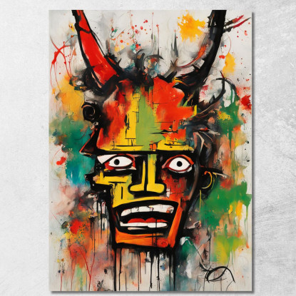 Totem Urbano Stile Jean-Michel Basquiat ibsq34 quadro stampato su tela