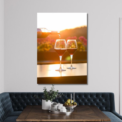 Quadro Moderno Calici Con Vino Rosso Al Tramonto foo17 quadro stampato su tela