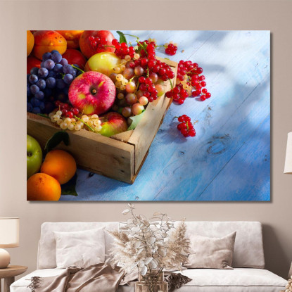Quadro Moderno Cassetta Di Frutta Colorata Su Tavolo Di Legno foo19 quadro stampato su tela
