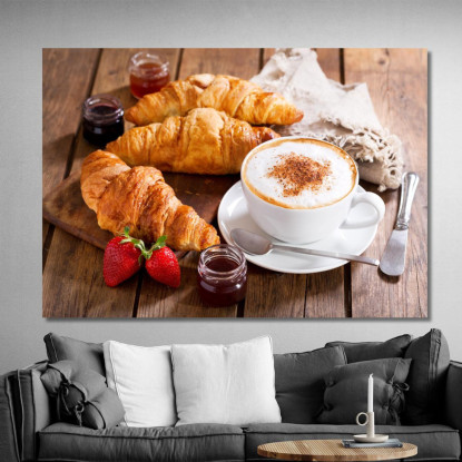 Quadro Moderno Colazione Con Croissant E Cappuccino foo31 quadro stampato su tela