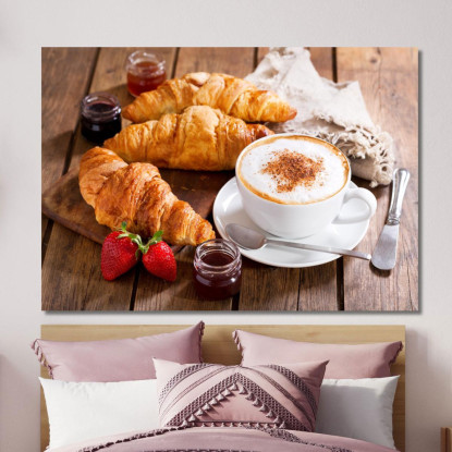 Quadro Moderno Colazione Con Croissant E Cappuccino foo31 quadro stampato su tela