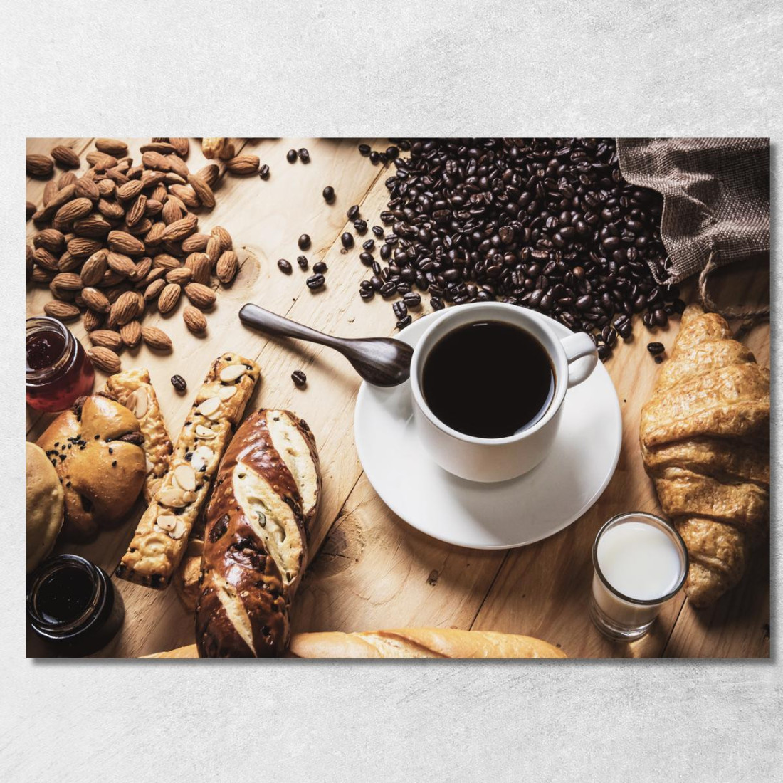 Quadro Moderno Colazione Perfetta Con Caffè E Croissant foo35 quadro stampato su tela Quadro Moderno Colazione Perfetta Con Caffè E Croissant foo35 quadro stampato su tela