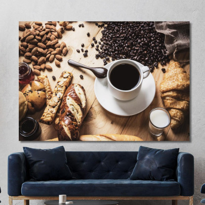 Quadro Moderno Colazione Perfetta Con Caffè E Croissant foo35 quadro stampato su tela