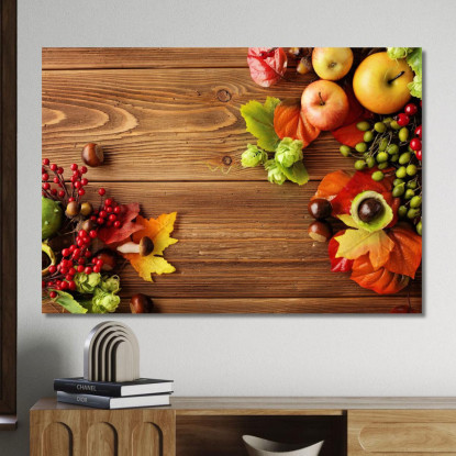 Quadro Moderno Composizione Autunnale Con Mele E Bacche foo36 quadro stampato su tela