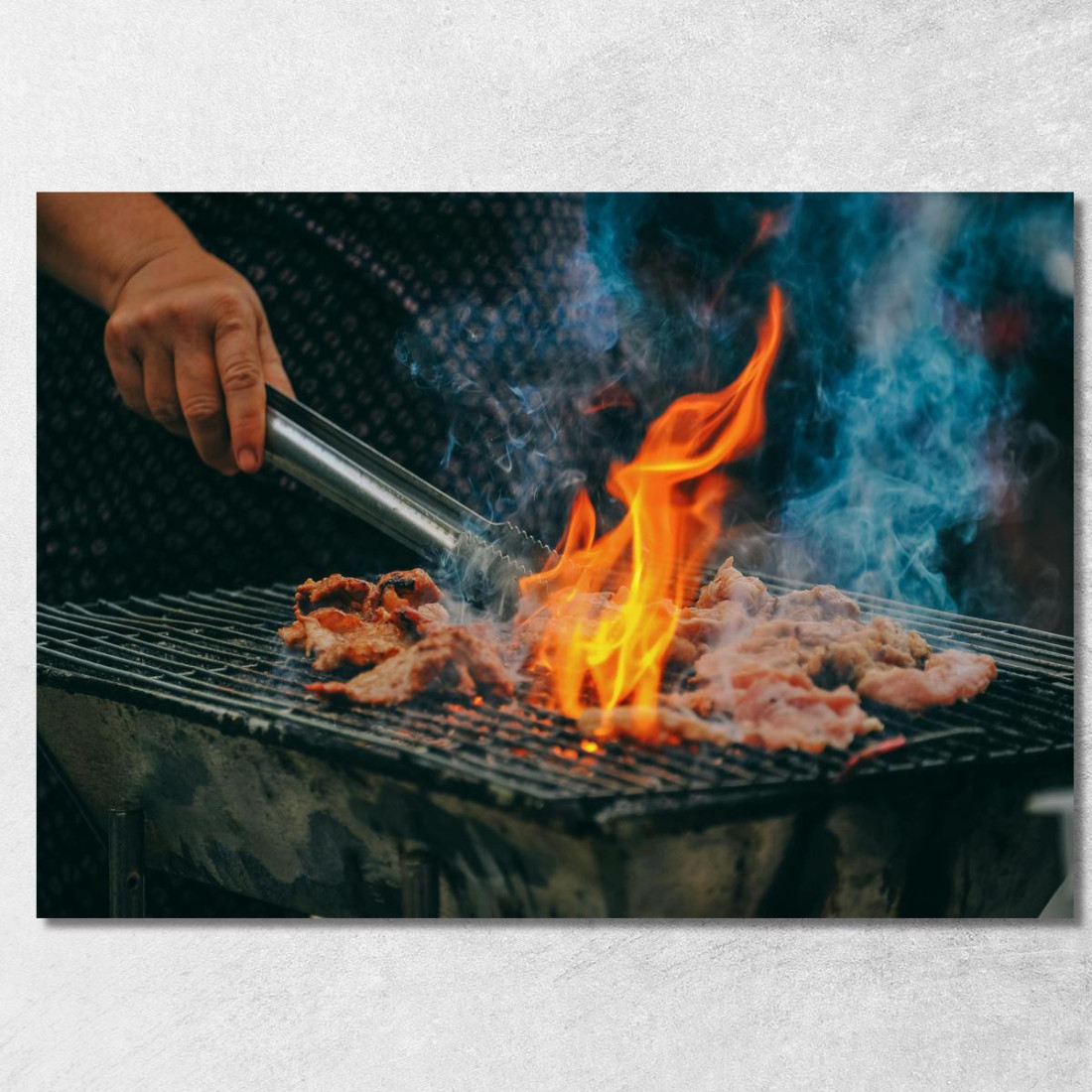 Quadro Moderno Grigliata Di Carne Con Fiamma Viva foo59 quadro stampato su tela Quadro Moderno Grigliata Di Carne Con Fiamma Viva foo59 quadro stampato su tela
