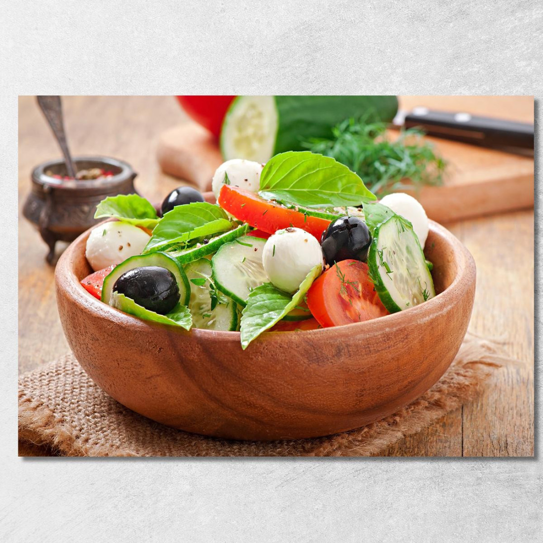 Quadro Moderno Insalata Mediterranea Con Mozzarella Olive Pomodori E Basilico foo73 quadro stampato su tela Quadro Moderno Insalata Mediterranea Con Mozzarella Olive Pomodori E Basilico foo73 quadro stampato su tela