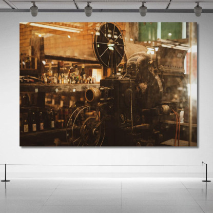 Quadro Moderno Macchina Da Proiezione Vintage In Un Ambiente Retrò foo77 quadro stampato su tela