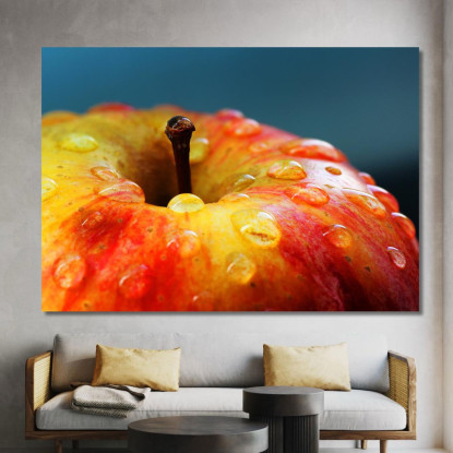 Quadro Moderno Mela Rossa Con Gocce D'Acqua foo79 quadro stampato su tela