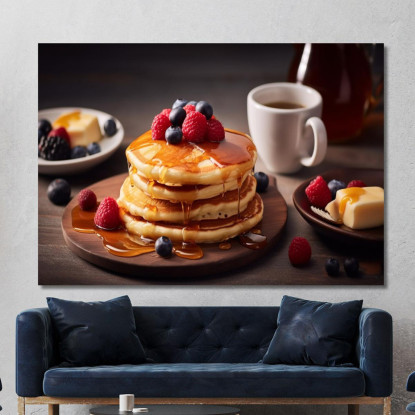 Quadro Moderno Pancakes Con Sciroppo D'Acero E Frutti Di Bosco foo87 quadro stampato su tela