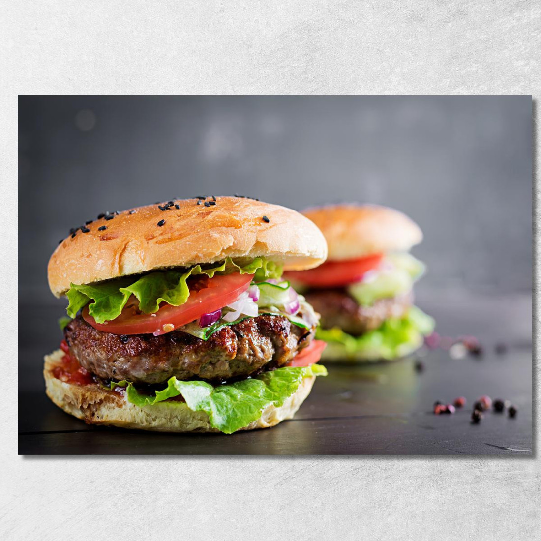 Quadro Moderno Panino Gourmet Con Carne Alla Griglia E Verdure Fresche foo89 quadro stampato su tela Quadro Moderno Panino Gourmet Con Carne Alla Griglia E Verdure Fresche foo89 quadro stampato su tela