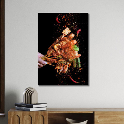 Quadro Moderno Spiedini Speziati Con Peperoncino foo107 quadro stampato su tela
