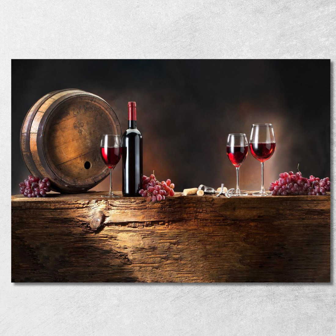 Quadro Moderno Vino Rosso E Botte In Una Scena Rustica foo121 quadro stampato su tela Quadro Moderno Vino Rosso E Botte In Una Scena Rustica foo121 quadro stampato su tela