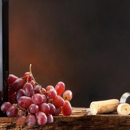 Quadro Moderno Vino Rosso E Botte In Una Scena Rustica foo121 quadro stampato su tela