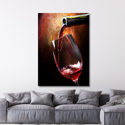 Quadro Moderno Vino Rosso Versato In Un Calice Su Sfondo Artistico foo122 quadro stampato su tela