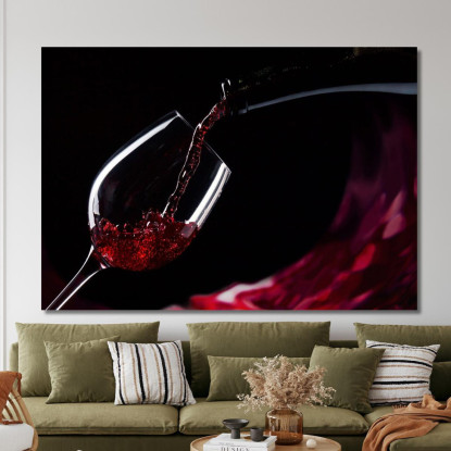 Quadro Moderno Vino Rosso Versato In Un Calice Su Sfondo Scuro foo123 quadro stampato su tela