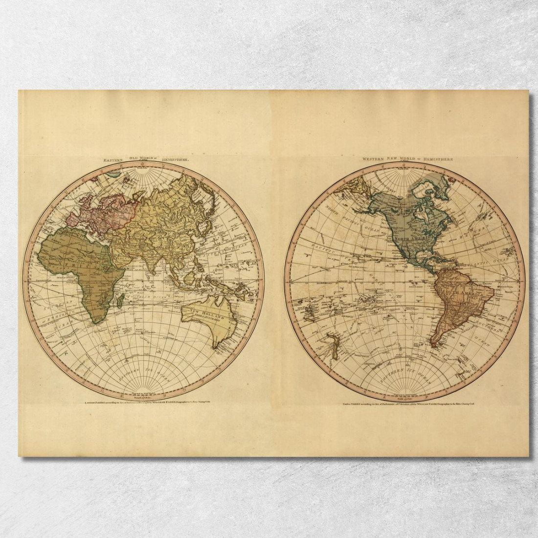 Quadro Mappa Del Mondo Antica A Due Emisferi Con Dettagli Cartografici Storici map14 quadro stampato su tela Quadro Mappa Del Mondo Antica A Due Emisferi Con Dettagli Cartografici Storici map14 quadro stampato su tela