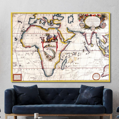 Quadro Mappa Del Mondo Storica Con Rotte Marittime E Dettagli Cartografici Antichi map37 quadro stampato su tela