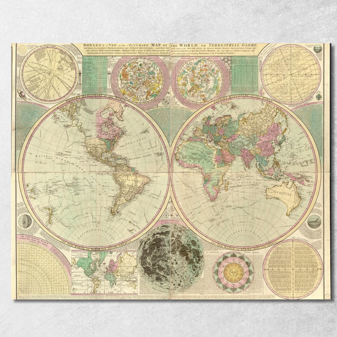 Quadro Mappa Geografica Storica Con Dettagli Astronomici E Cartografia Classica map45 quadro stampato su tela