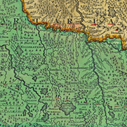 Quadro Mappa Storica Della Russia Con Confini Imperiali E Colori Vintage map52 quadro stampato su tela
