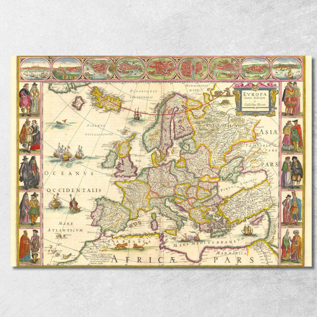 Quadro Mappa Storica Dell'Europa Con Confini Dettagliati E Illustrazioni Decorative map57 quadro stampato su tela Quadro Mappa Storica Dell'Europa Con Confini Dettagliati E Illustrazioni Decorative map57 quadro stampato su tela