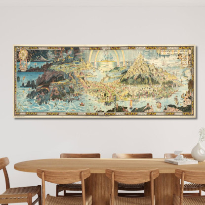 Quadro Mappa Terra Delle Fate Vintage map58 quadro stampato su tela