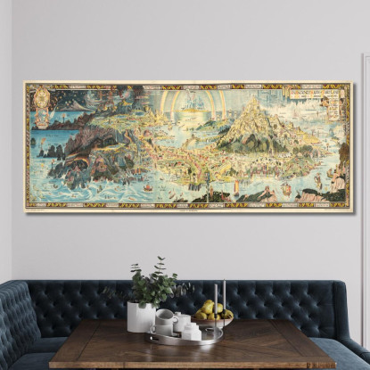 Quadro Mappa Terra Delle Fate Vintage map58 quadro stampato su tela