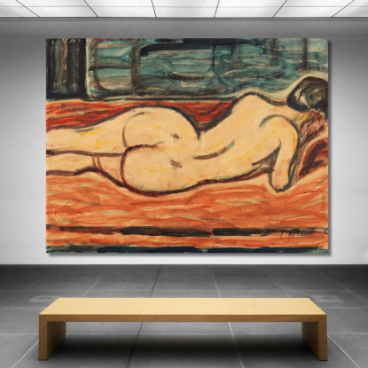 Nudo Femminile Sdraiato Visto Da Dietro Christian Rohlfs cro54 quadro stampato su tela