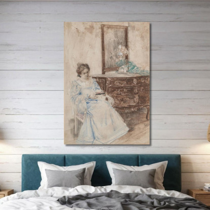Donna Che Legge Eduard Veith evt12 quadro stampato su tela